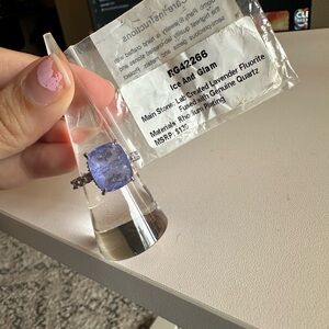 RG Ice And Glam Lavender Fluorite Cushion Ring - Lavender